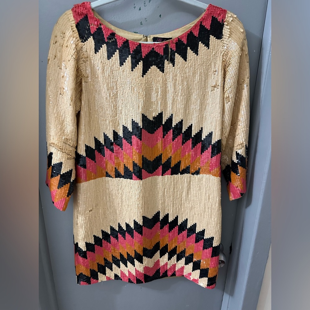 G-lish Pink and Black Sequin mini dress